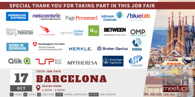 Thank You For Participating in Barcelona Tech Job Autumn Fair 2019 by TechMeetUps.com